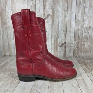 Justin Boots Women's Red Leather Cowboy Western Boots‎ Size 7B Style L3055